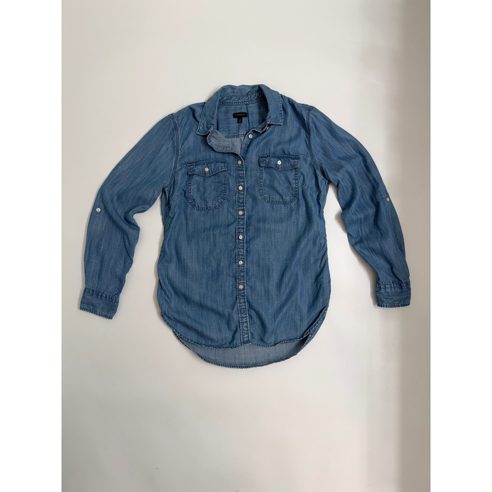 Talbots Chambray Button‎ Down Shirt Women's Small Soft Lyocell Denim Top